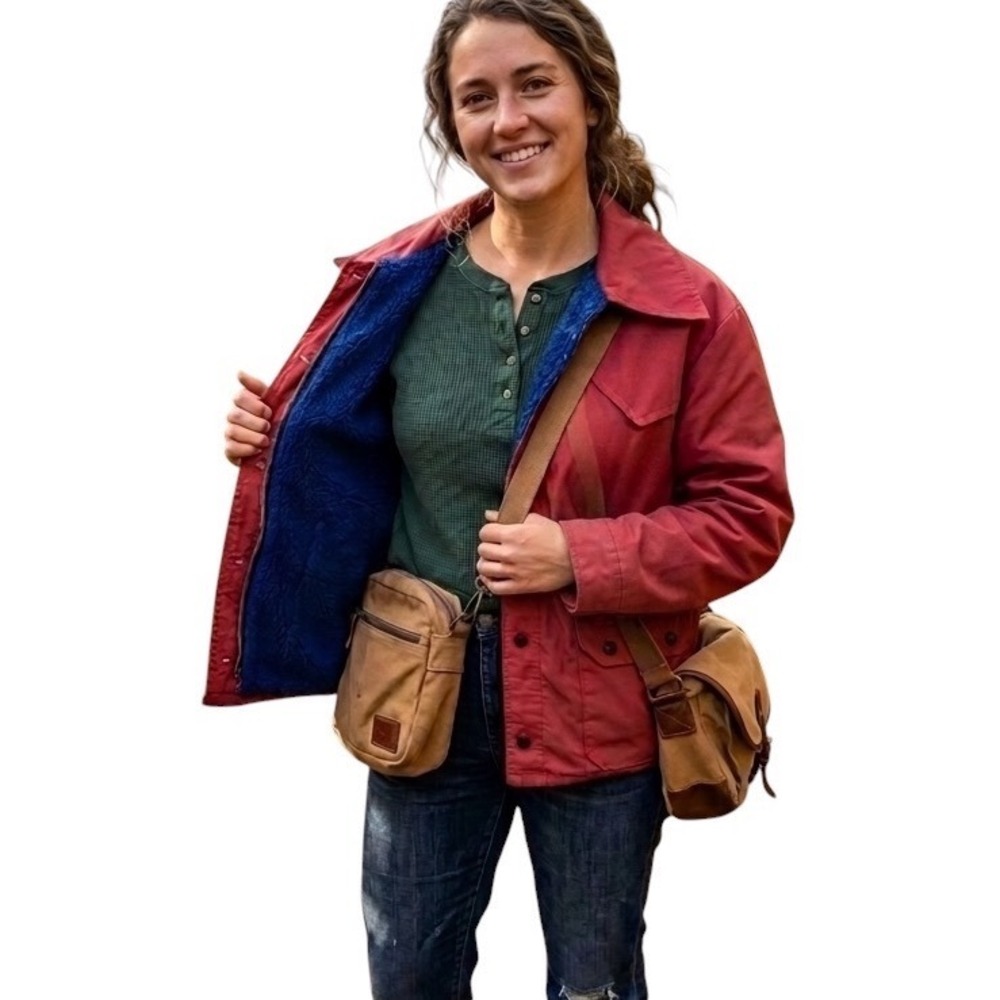 Vintage Nortex Sportswear Red Sherpa Lined Canvas Utility Jacket Womens Medium